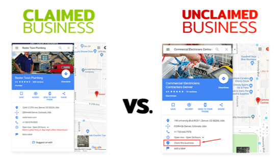 google my business - claimed vs unclaimed